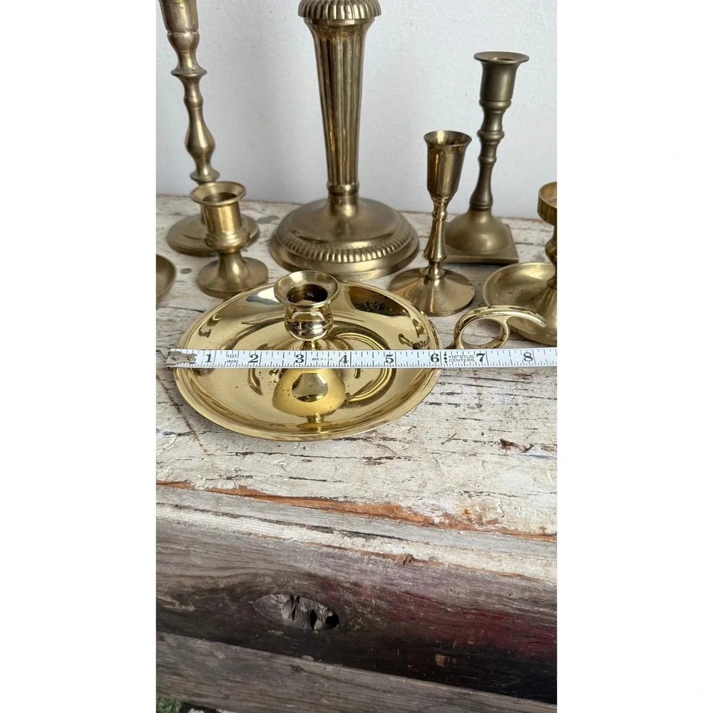 Vintage Brass Candlestick Holder Set Mixed Lot Portugal India Hong Kong 7pc